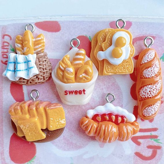 Непрозрачные подвески смолы, имтация браед, с платиновым тоном железная петля, разнообразные