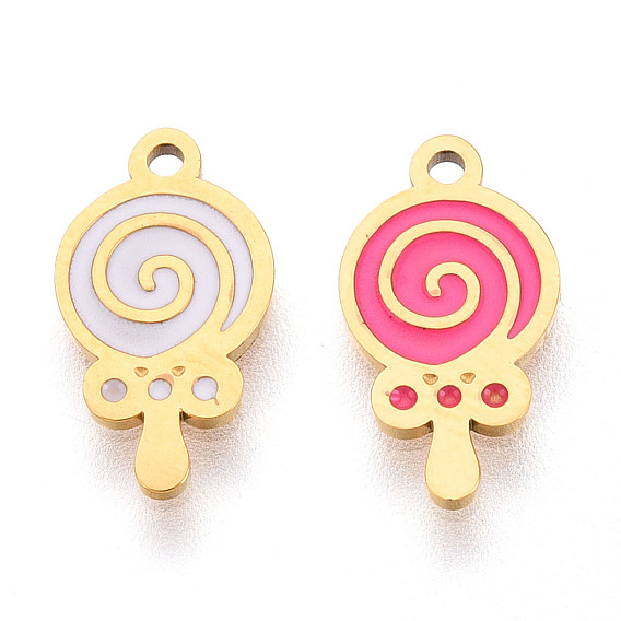 304 из нержавеющей стали шармы эмали, леденец очарование, ионное покрытие (ip), реальный 14 k позолоченный