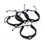 Unisex Adjustable Cord Bracelets, with Cowhide Cord, Waxed Cotton Cord, PU Leather Cord and Antique Silver Plated Alloy Rhinestone European Beads