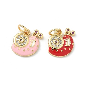 Латунные микро проложить кубического циркония подвески, улитка прелести, с эмалью, долговечный, стойки покрытие, без свинца и без кадмия, с целью перехода в кольце, реальный 18 k позолоченный