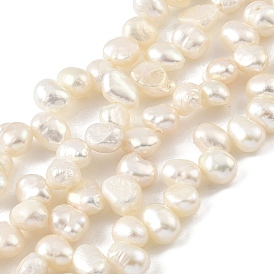 Natural Cultured Freshwater Pearl Beads Strands, Top Drilled, Two Sides Polished, Grade 3A