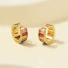 Vintage Clip-on Colorful Diamond Ear Cuff - Creative, Trendy, Circle-shaped Earrings for Women.