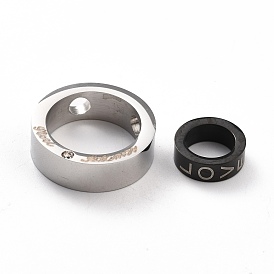 304 Stainless Steel Couple Pendants, Split Pendants, with Crystal Rhinestone, for Valentine's  Day, Rings with Word