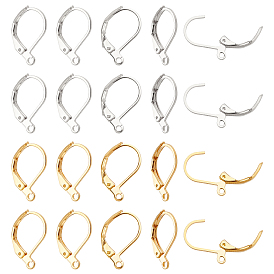 200Pcs 2 Colors Brass Leverback Earring Findings, with Loop, Cadmium Free & Nickel Free & Lead Free