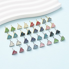 Серьги-гвоздики в форме сердца из латуни и эмали, с ракушками и булавками из стерлингового серебра, долговечный, без кадмия, без никеля и без свинца