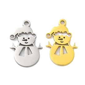 Christmas 201 Stainless Steel Pendants, Laser Cut, Snowman Charm