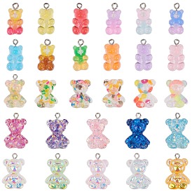 Resin Pendants, with Iron Loop, Mixed Style, for DIY Earring Making, Bear