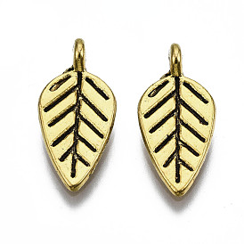 Tibetan Style Alloy Pendants, Cadmium Free & Lead Free, Leaf