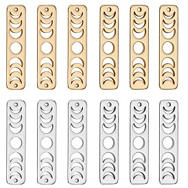 12 шт. 4 стильные латунные звенья и подвески для фаз Луны, долговечный, прямоугольные, набор для поиска ювелирных изделий