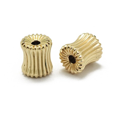 Yellow Gold Filled Corrugated Beads, 1/20 14K Gold Filled, Cadmium Free & Nickel Free & Lead Free, Barrel
