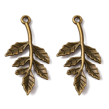 Tibetan Style Alloy Pendants, Leaf, Cadmium Free & Lead Free, 30x16x2mm, Hole: 1.5mm, about 869pcs/1000g