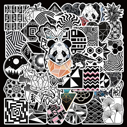 52Pcs Waterproof PVC Geometric Stickers Set, Adhesive Label Stickers, for Water Bottles, Laptop, Luggage, Cup, Computer, Mobile Phone, Skateboard, Guitar Stickers