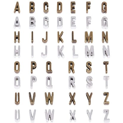 Tibetan Style Antique Bronze & Antique Silver Plated Alloy Letter Slide Charms