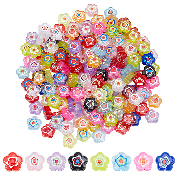 180 шт прозрачные акриловые бусины, имитировать стеклянные бусины миллефиори, цветка сливы