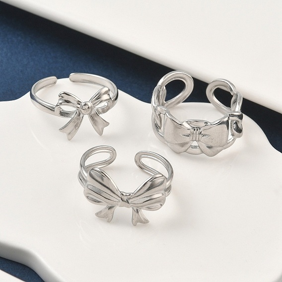 304 открытые манжеты из нержавеющей стали для женщин, бантом
