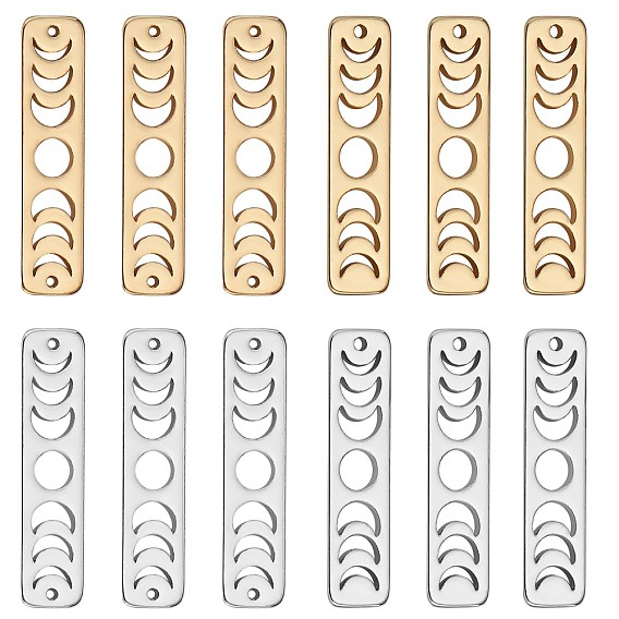 12 шт. 4 стильные латунные звенья и подвески для фаз Луны, долговечный, прямоугольные, набор для поиска ювелирных изделий
