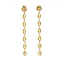 304 Stainless Steel Coffee Bean Chains Tassel Dangle Stud Earrings for Women