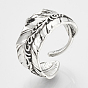 Alloy Cuff Finger Rings, Wide Band Rings,  Feather