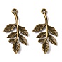 Tibetan Style Alloy Pendants, Leaf, Cadmium Free & Lead Free, 30x16x2mm, Hole: 1.5mm, about 869pcs/1000g
