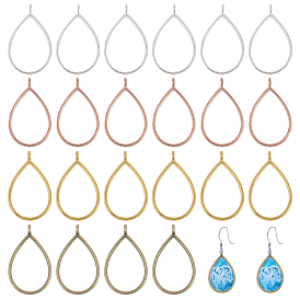 64 шт. 4 цвета сплав открытый ободок каплевидные подвески, для diy уф смолы, эпоксидная смола, Прессованные цветочные украшения