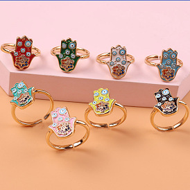 Gold Plated Copper Ring with Colorful Oil Drop and Zircon Stone Accent - Fashionable Open Design for Women