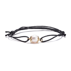 Natural Pearl Beads Bracelet, Adjustable Nylon Cord Bracelet for Friendship