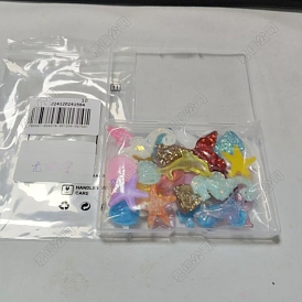 25 pcs 5 styles cabochons en résine, perles de paillettes
