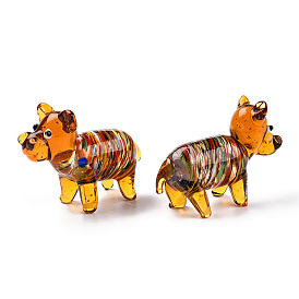 Handmade Lampwork Home Decorations, 3D Hippo Ornaments for Gift