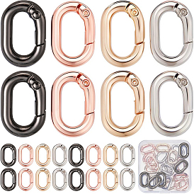 24Pcs 4 Colors Alloy Spring Gate Rings, Oval