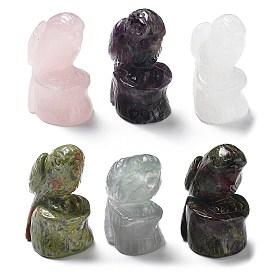 Natural Gemstone Carved Healing Parrot Figurines, Reiki Energy Stone Display Decorations
