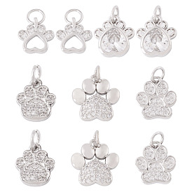 10 шт. 5 стили стойка покрытие латунь микропаве кубические циркониевые подвески, оберег в виде собачьей лапы, с целью перехода в кольце, долговечный, без кадмия и без свинца