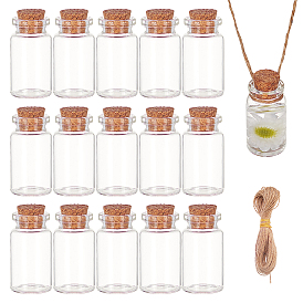 BENECREAT Glass Jar Glass Bottles Bead Containers, with Cork Stopper and Jute Twine, Wishing Bottle