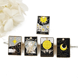 Alloy Enamel Pendants, Tarot Card Charms, Golden