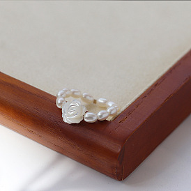 Кольца для женщин с цветочным жемчугом и натуральным пресноводным жемчугом и бусинами из риса