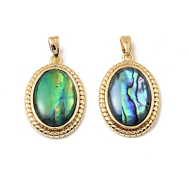 Овальные подвески из натуральной ракушки пауа, с латунной