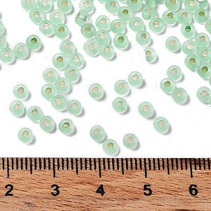Glass Seed Beads, Frosted, Silver Lined, Round