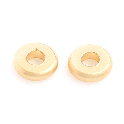 Matte Style Rack Plating Brass Spacer Beads, Long-Lasting Plated, Flat Round