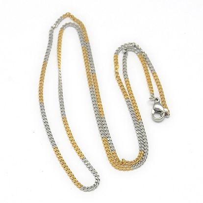 Trendy Unisex 201 Stainless Steel Twisted Chain Necklaces, with Lobster Claw Clasps