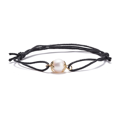 Natural Pearl Beads Bracelet, Adjustable Nylon Cord Bracelet for Friendship