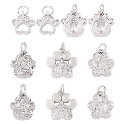 10 шт. 5 стили стойка покрытие латунь микропаве кубические циркониевые подвески, оберег в виде собачьей лапы, с целью перехода в кольце, долговечный, без кадмия и без свинца