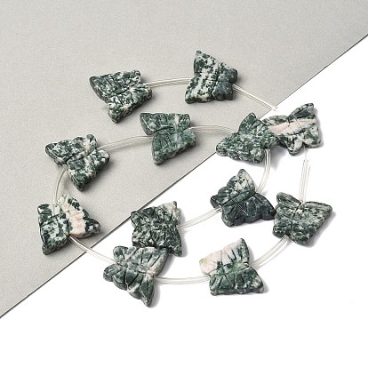 Натуральные зеленые пятна яшмовых нитей, бабочка, с пластиковыми трубчатыми бусинами