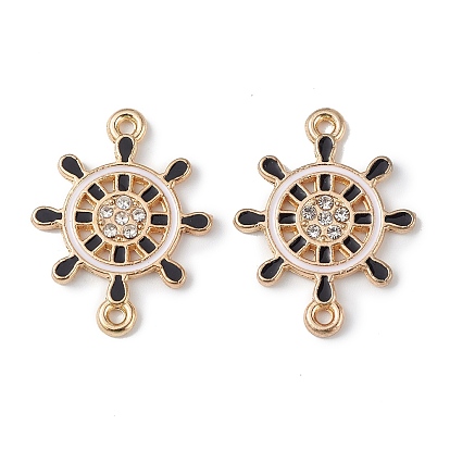 Alloy Enamel Connector Charms, Helm Links with Crystal Rhinestone, Light Gold, Cadmium Free & Nickel Free & Lead Free