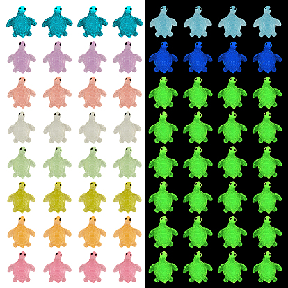 80шт 8 цвета люминесцентные светящиеся в темноте смоляные кабошоны, черепаха