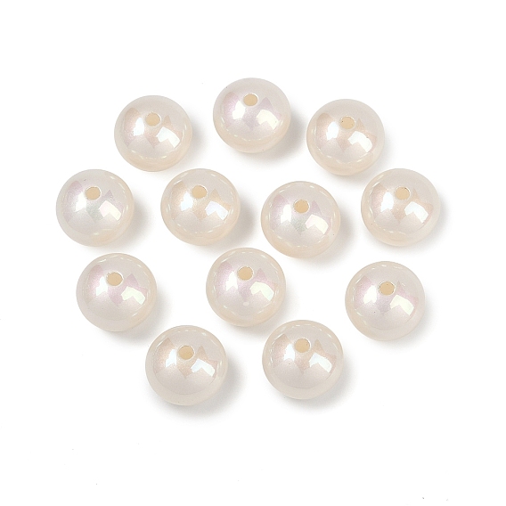 Пластиковые бусины abs, бусы имитация ракушек, плоско-круглые, жемчужные