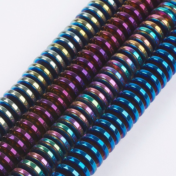 Electroplate Non-Magnetic Synthetic Hematite Beads Strands, Heishi Beads, Disc/Flat Round