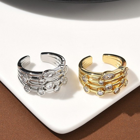Открытые кольца манжеты из латуни с микропаве и кубическим цирконием, без кадмия и без свинца, долговечный, стойки покрытие