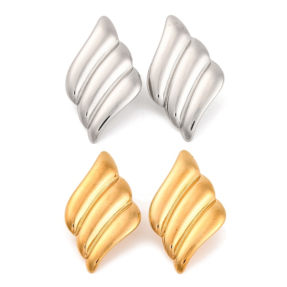 304 серьги-гвоздики из нержавеющей стали для женщин, ромб с полоской