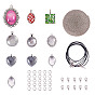 Necklace Making, with Alloy Pendant Cabochon Settings, Transparent Glass Cabochons, Brass Lobster Claw Clasps, Iron Oval Cable Chains and Waxed Cotton Cord Necklace