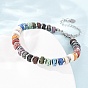 Chakra Dyed Natural Lava Rock Heishi Beaded Bracelets, with Synthetic Non-magnetic Hematite Beads and 304 Stainless Steel End Chain, Colorful