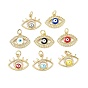 Латунные микро проложить кубического циркония подвески, с эмалью, Злые чары глаз, долговечный, стойки покрытие, без свинца и без кадмия, реальный 18 k позолоченный